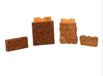 (2) CHINESE CARVED SANDALWOOD CARD CASES
