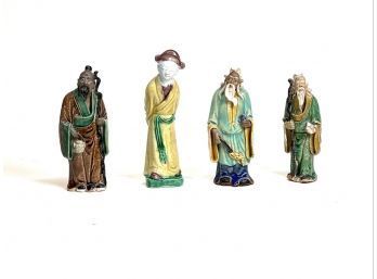 (4) CHINESE MUD AND PORCELAIN FIGURINES