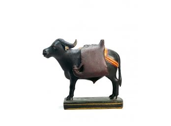 CARVED AND PAINTED AFRICAN WATER BUFFALO