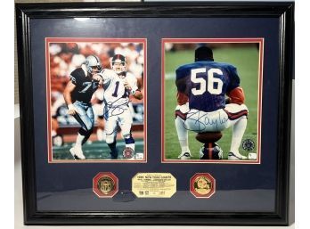 SIGNED PHIL SIMMS & LAWRENCE TAYLOR PLAQUE