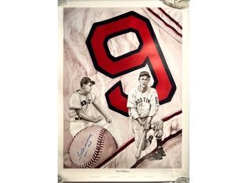 TED WILLIAMS AUTOGRAPHED LEWIS WATKINS POSTER