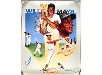 WILLIE MAYS AUTOGRAPHED RON LEWIS POSTER