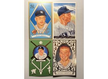 (4) MICKEY MANTLE POSTCARDS DESIGNED BY DICK PEREZ