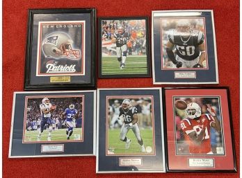 COLLECTION OF (6) NEW ENGLAND PATRIOTS PHOTOS/pLAQUES
