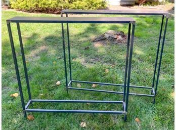 PAIR OF MODERNIST STRUCTURAL STEEL STANDS
