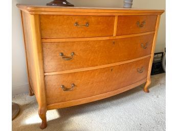 BIRDSEYE MAPLE BOW FRONT CHEST OF DRAWERS
