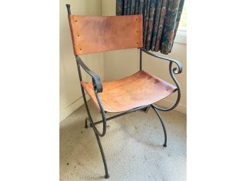 GOULD AND GOODRICH IRON AND LEATHER ARMCHAIR