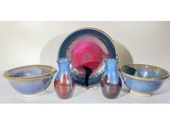(5) PIECES OF CERAMIC POTTERY BOWLS & VASES