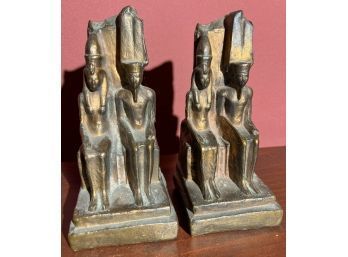 PAIR OF BRONZED EGYPTIAN BOOK ENDS