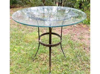 GLASS TOP PATIO TABLE with IRON BASE