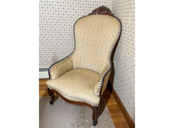 CARVED VICTORIAN MAHOGANY PARLOR CHAIR