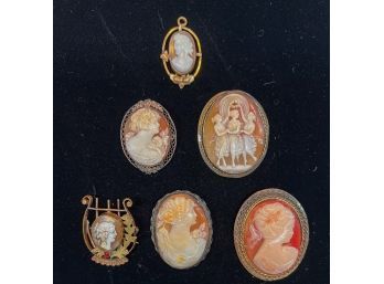 GROUP (6) VICTORIAN CARVED CAMEOS