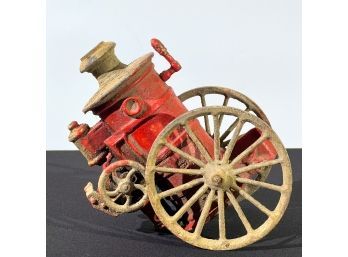 PAINTED CAST IRON WIND UP FIRE PUMP