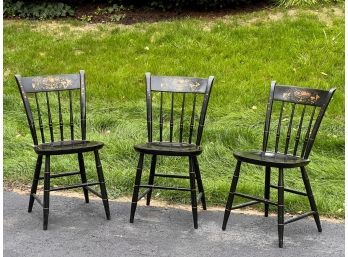 SET (3) ROCK MAPLE HITCHCOCK SIDE CHAIRS