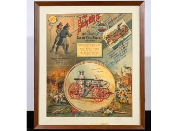 RARE 1885 'SILSBY STEAM FIRE ENGINE' ADVERT