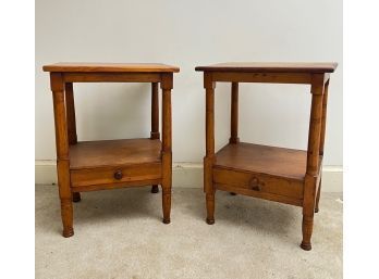 PAIR OF NEAR-MATCHING PINE WASH STANDS