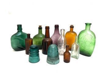 GROUPING OF BOTTLES and GLASS INSULATORS