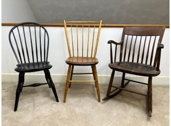 (2) (19th c) SIDE CHAIRS and an ARMCHAIR