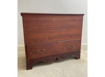 (19th c) BLANKET CHEST with BOOTJACK ENDS