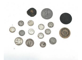 AMERICAN SILVER COINAGE, TOKENS & ANCIENT COIN