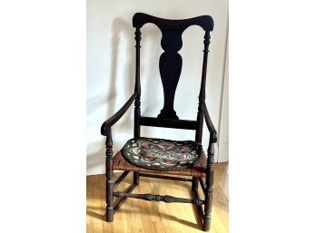 (18thc) ARMCHAIR With SPLIT ASH & HOOKED SEAT