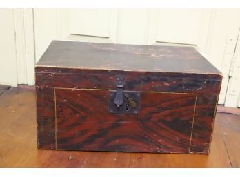 (19th c) GRAIN DECORATED PINE DOCUMENT BOX