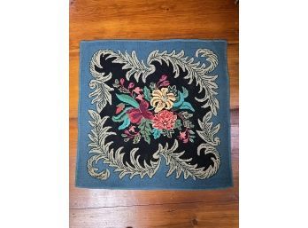 HOOKED RUG with FLORAL and FERN MOTIF