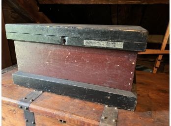(19th C) STURDY PINE CHEST In BLACK PAINT Dated 1878