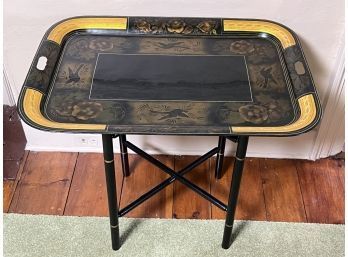 (19th c style) TOLEWARE TRAY on STAND