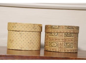 (2) SMALL WALLPAPER DECORATED BAND BOXES