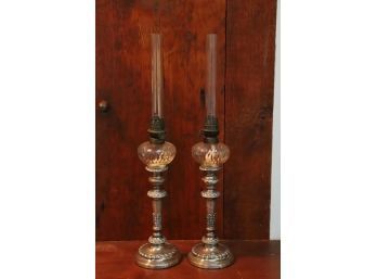 SILVER PLATED CANDLESTICKS set with FLUID FONTS
