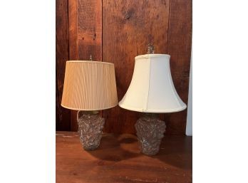 PAIR OF TABLE LAMPS with GLASS GRAPE-FORM BASES
