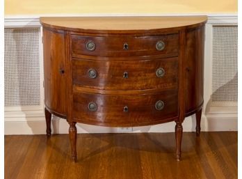 (19th C) DEMILUNE SIDEBOARD ON TURNED LEGS