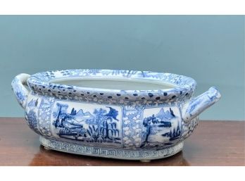 DOUBLE HANDLED CENTER BOWL w ASIAN SCENES