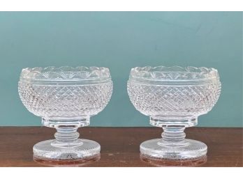 PAIR OF FINE QUALITY CUT GLASS FOOTED BOWLS