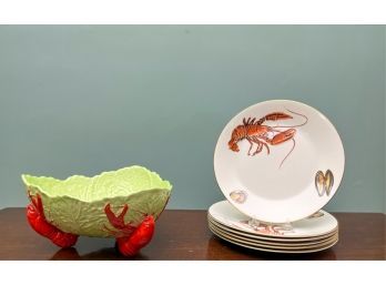 LOBSTER DECORATED CENTERPIECE & DINNER PLATES
