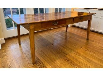 (2) DRAWER FARM TABLE ON TAPERED LEGS