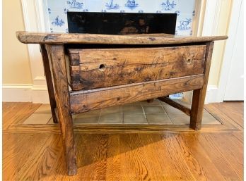 PRIMITIVE (1) DRAWER TABLE W PEGGED CONSTRUCTION
