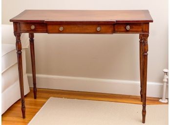 (19th c) MAHOGANY CONSOLE TABLE ON TURNED LEGS