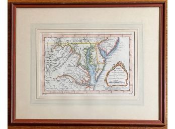 1757 HAND COLORED MAP of VIRGINIA & CHESAPEAKE BAY