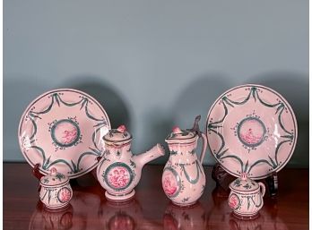 EARLY HAND PAINTED SCEAUX FAIENCE TEA SET