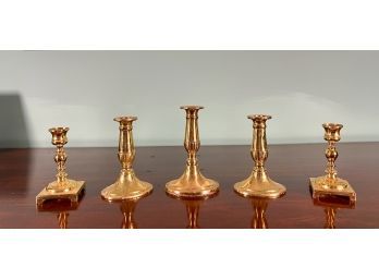 GROUP OF NICE QUALITY BRASS CANDLESTICKS