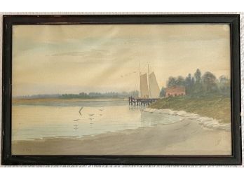 JAMES THOMAS BREEN (1859-1940) 'SHIP AT DOCK'