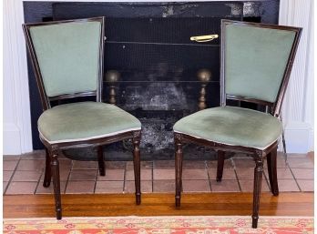 PAIR OF LOUIS XVI STYLE CHAIRS ON REEDED LEGS