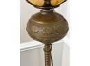 R. HOLLINGS & CO SLAG GLASS FLOOR LAMP w GRIFFINS