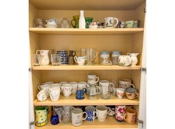 CABINET LOT OF MOSTLY CERAMIC KITCHENWARES