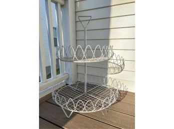 (2) TIERED WIRE PLANT STAND IN WHITE PAINT
