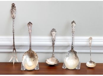 (5) FINELY CAST STERLING SILVER SERVING PIECES