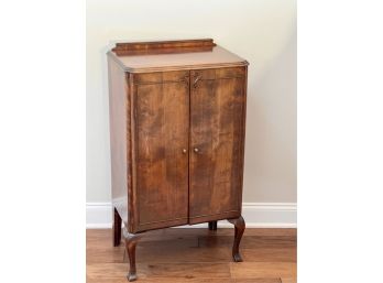 VICTORIAN MUSIC CABINET ON CABRIOLE LEGS