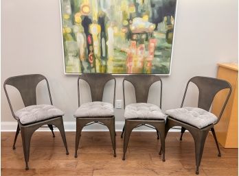 SET (4) CONTEMPORARY METAL DINING CHAIRS